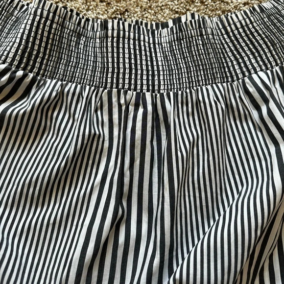 Melloday Women's Large Blue and White Striped Off the Shoulder Blouse - Picture 5 of 7